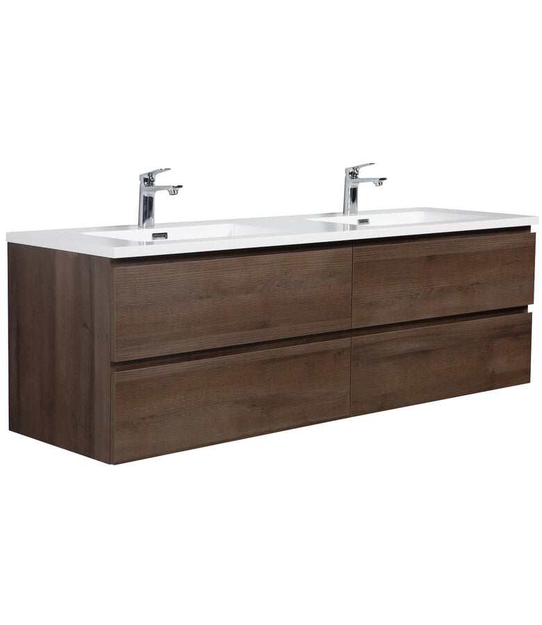 badplaats Badkamermeubel Angela 160cm - bruin eiken