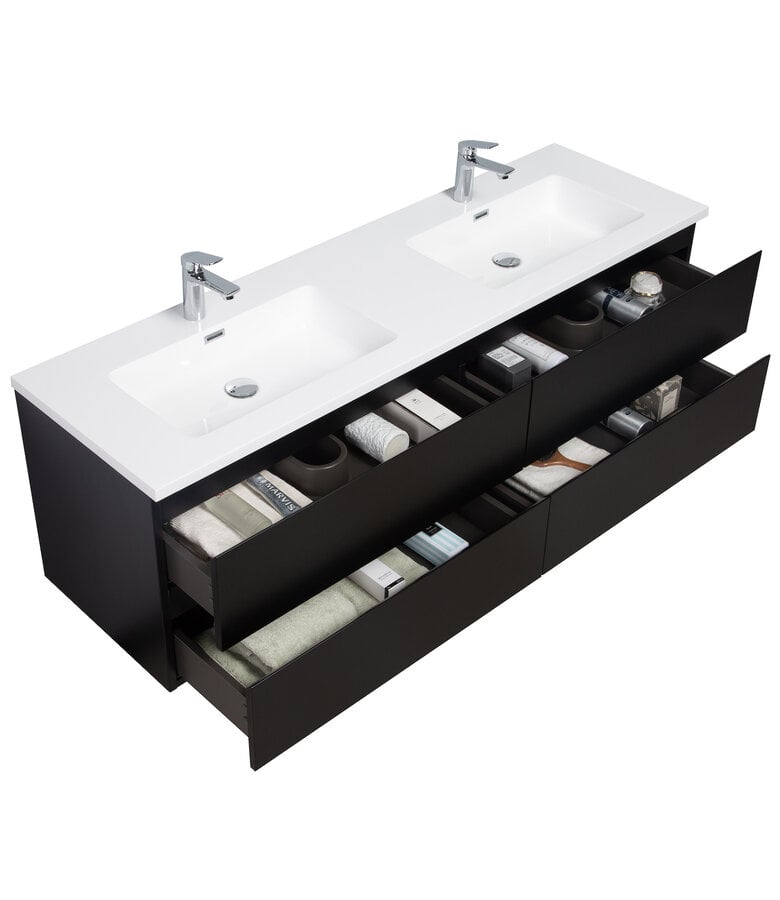 Badplaats Badkamermeubel Angela 160cm - Mat Zwart