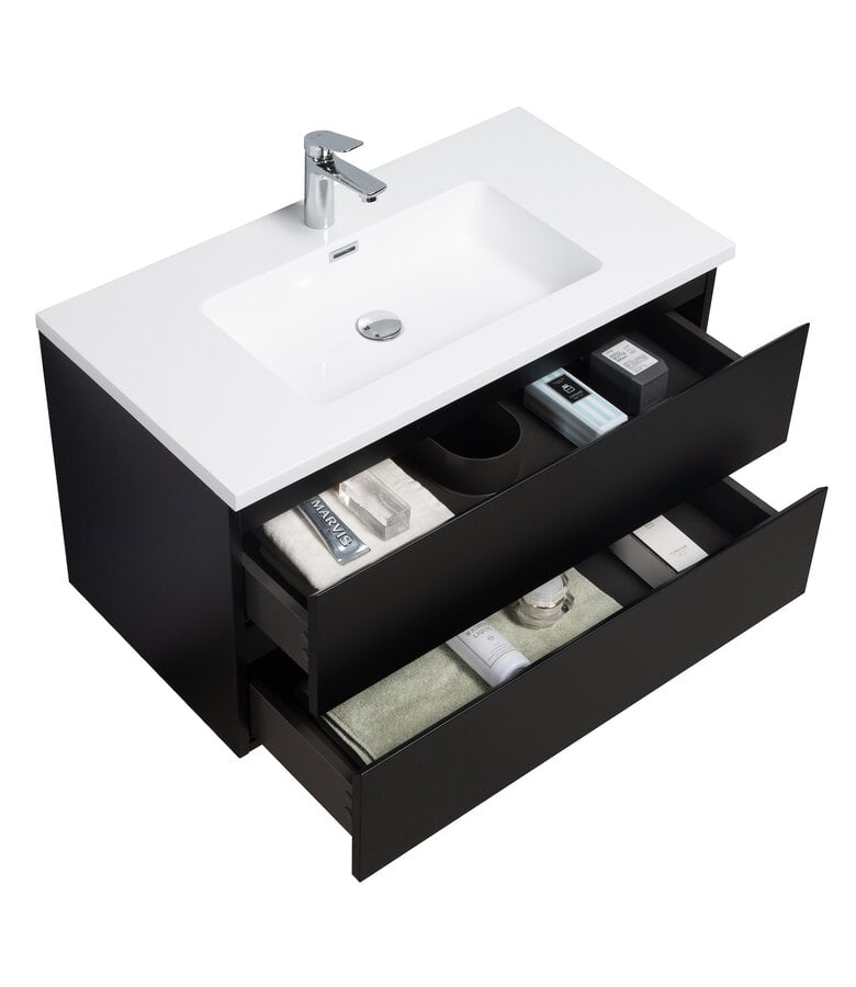 Badplaats Badkamermeubel Angela 90cm - Mat Zwart