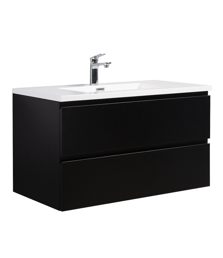 badplaats Badkamermeubel Angela 90cm - mat zwart