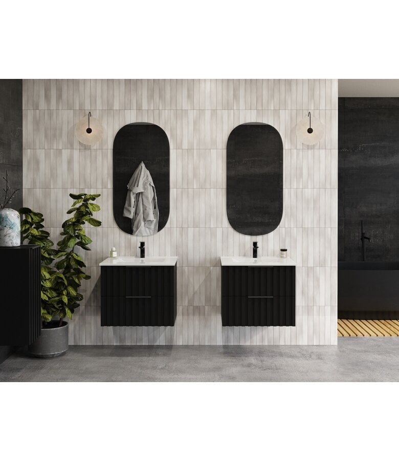 Badplaats Badkamermeubel Fraser 60cm - Zwart - 2 Lades