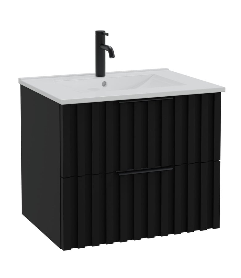 badplaats Badkamermeubel Fraser 60cm - zwart - 2 lades