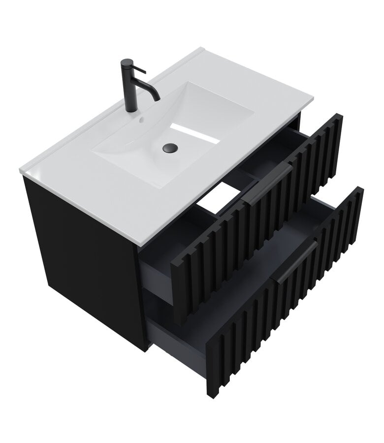 Badplaats Badkamermeubel Fraser 80cm - Zwart - 2 Lades