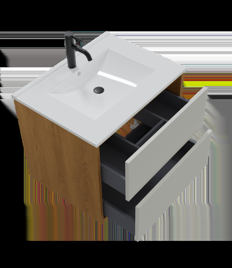 Badplaats Badkamermeubel Gary 60cm - Eiken Met Wit