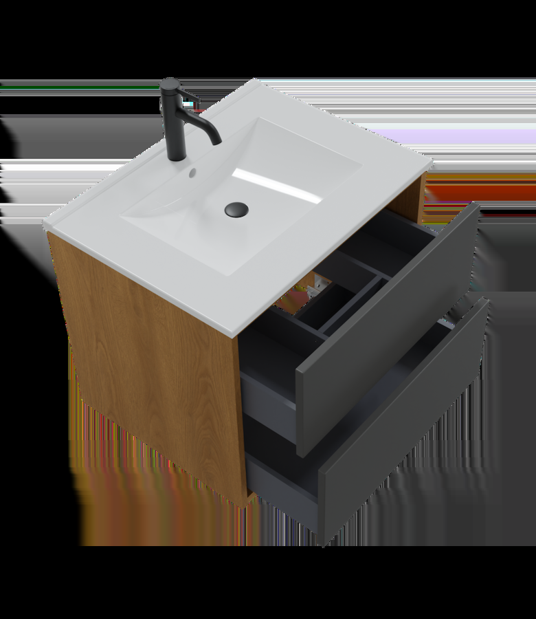 Badplaats Badkamermeubel Gary 60cm - Eiken Met Zwart