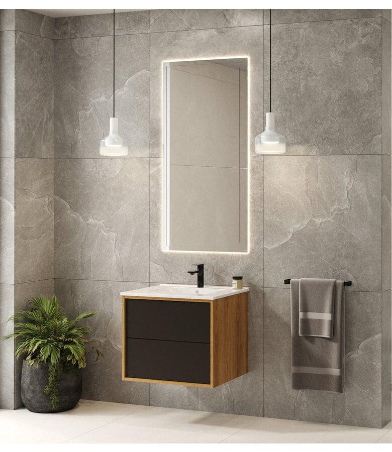 Badplaats Badkamermeubel Gary 60cm - Eiken Met Zwart