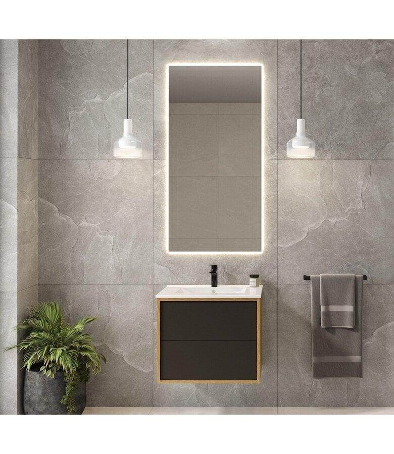 Badplaats Badkamermeubel Gary 60cm - Eiken Met Zwart