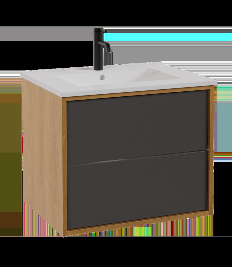 badplaats Badkamermeubel Gary 60cm - eiken met zwart
