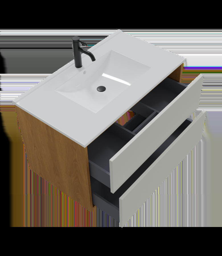 Badplaats Badkamermeubel Gary 80cm - Eiken Met Wit