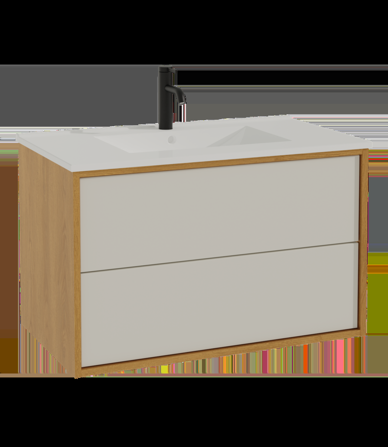 badplaats Badkamermeubel Gary 80cm - eiken met wit