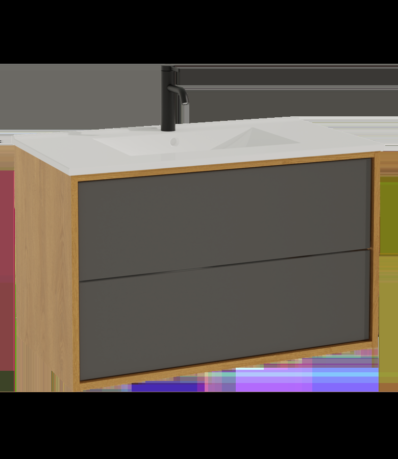 badplaats Badkamermeubel Gary 80cm - eiken met zwart