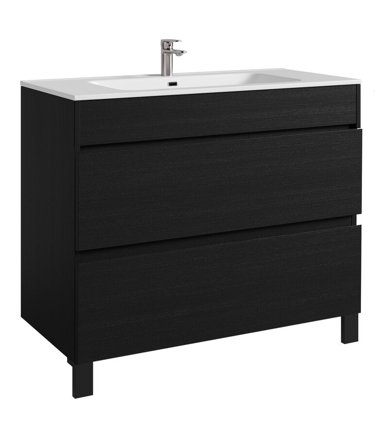 badplaats Badkamermeubel Milo 100cm - zwart houtnerf badplaats Badkamermeubel Milo 100cm - zwart houtnerf