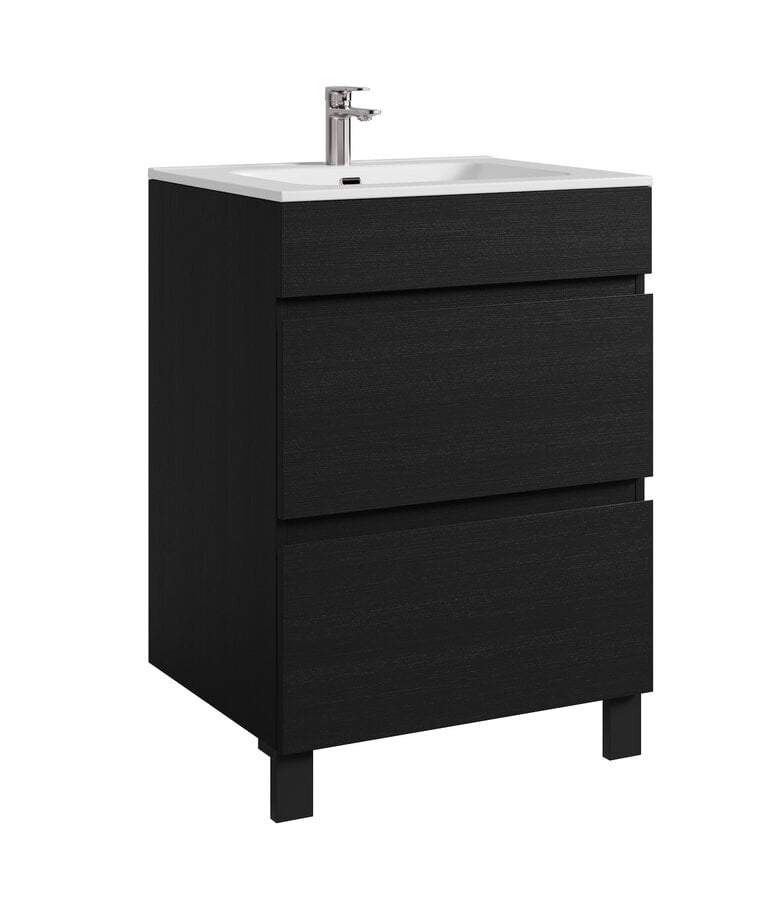 badplaats Badkamermeubel Milo 60cm - zwart houtnerf badplaats Badkamermeubel Milo 60cm - zwart houtnerf