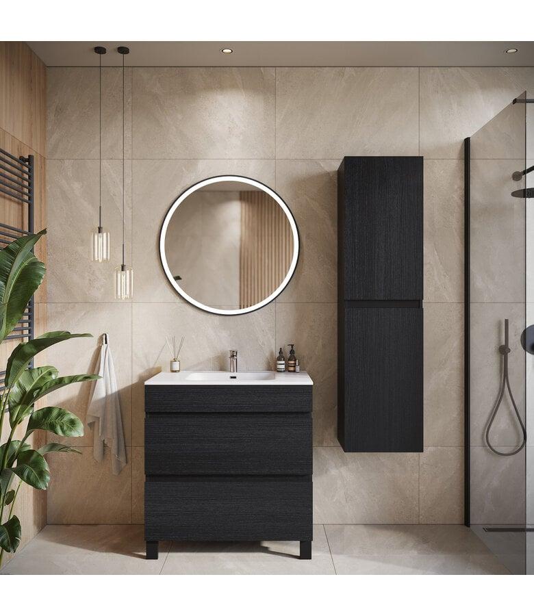 Badplaats Badkamermeubel Milo 80cm - Zwart Houtnerf