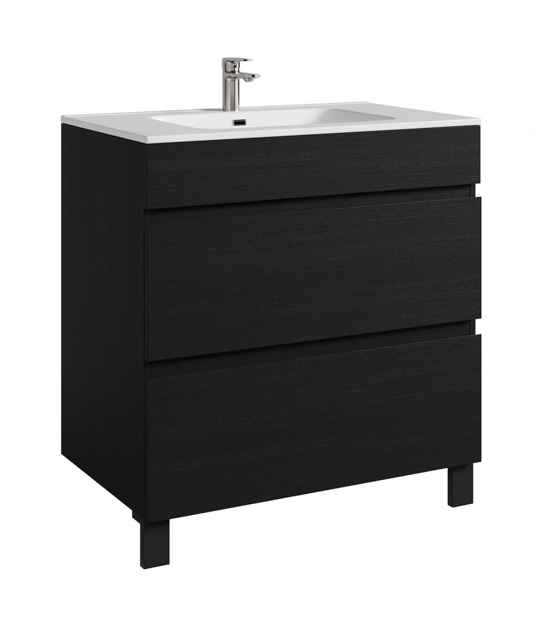 badplaats Badkamermeubel Milo 80cm - zwart houtnerf badplaats Badkamermeubel Milo 80cm - zwart houtnerf