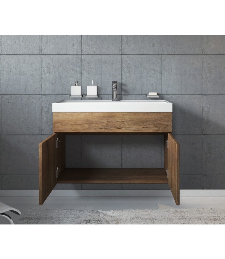 Badplaats Badkamermeubel Paso 01 80cm - Bruin Eiken