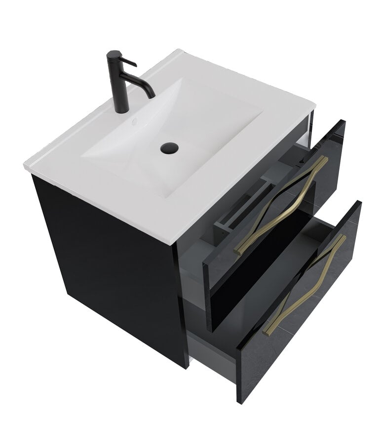 Badplaats Badkamermeubel Reno 60cm - Hoogglans Zwart