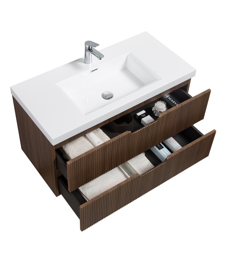 Badplaats Badkamermeubel Thermis 100cm - Bruin Teak