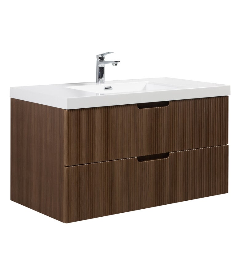 badplaats Badkamermeubel Thermis 100cm - bruin teak badplaats Badkamermeubel Thermis 100cm - bruin teak