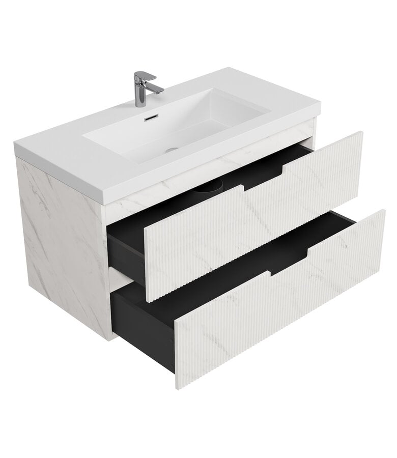 Badplaats Badkamermeubel Thermis 100cm - Wit Marmer