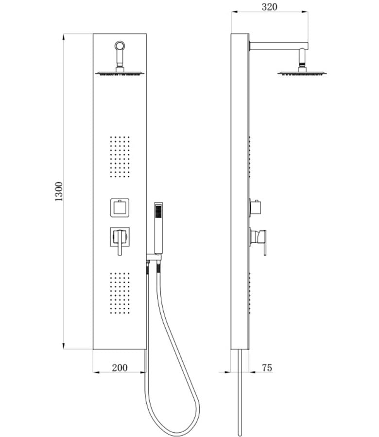 Badplaats Douchepaneel Milaan Met Mengkraan - Zwart