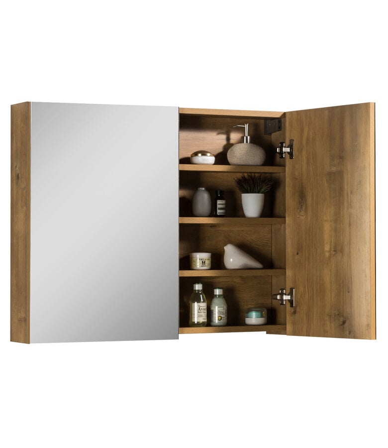 Badplaats Spiegelkast Cuba 90 X 16 X 72 Cm - Eiken