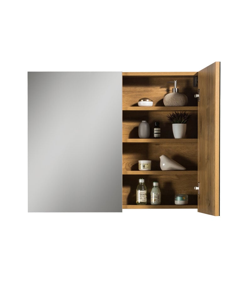 Badplaats Spiegelkast Cuba 90 X 16 X 72 Cm - Eiken