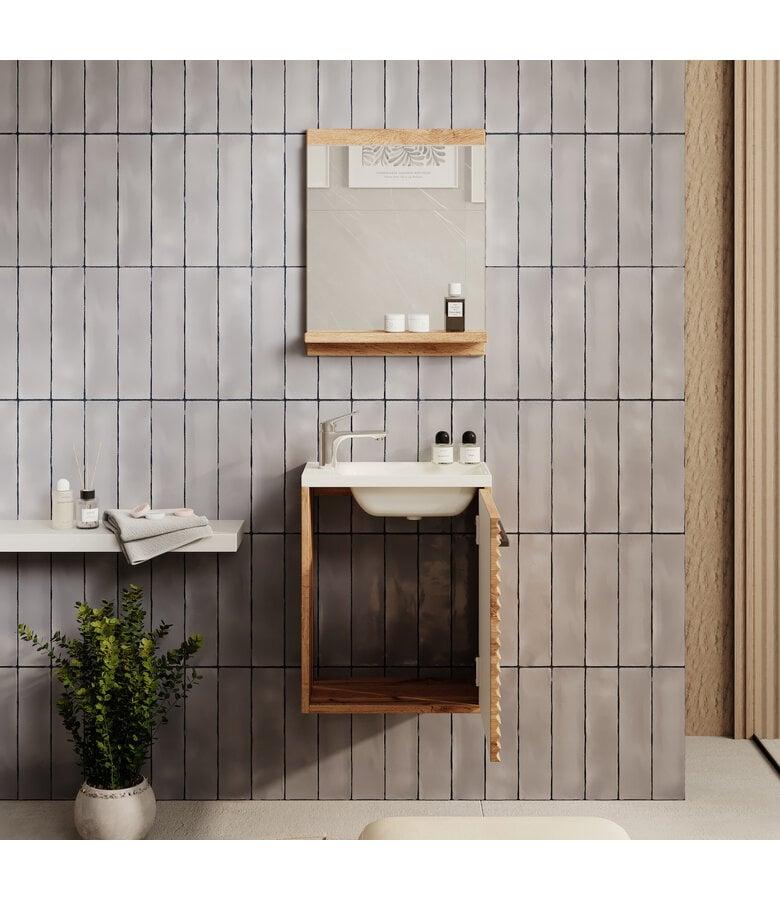 Badplaats Toiletmeubel Etna 40cm Met Spiegel - Eiken