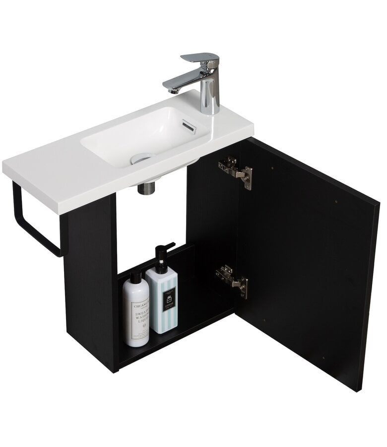 Badplaats Toiletmeubel Neves 55cm - Zwart Houtnerf
