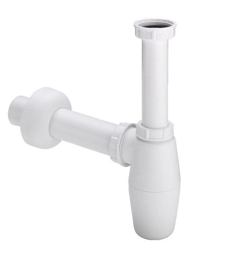 badplaats Wit sifon met muurbuis met rozet