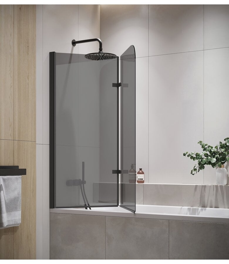 Badplaats Badwand Austin 100 X 140 Cm - Rookglas - Zwart - Nano Coating