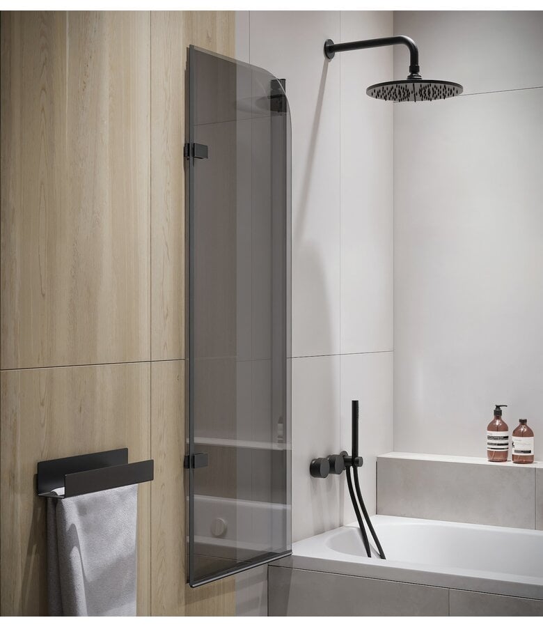 Badplaats Badwand Austin 110 X 140 Cm - Rookglas - Zwart - Nano Coating