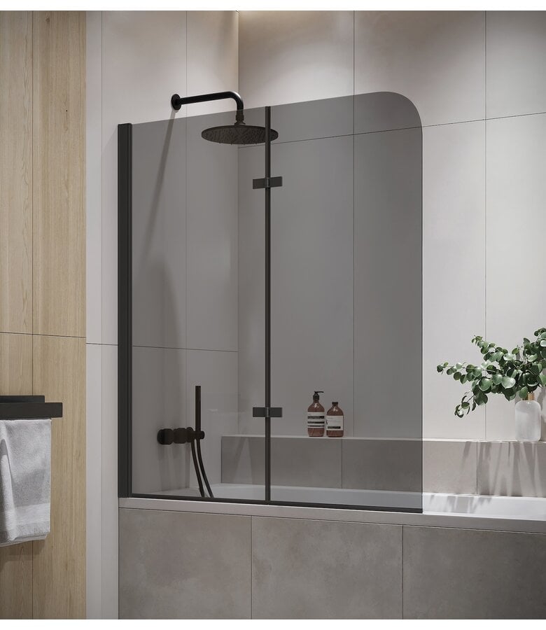 badplaats Badwand Austin 110 x 140 cm - rookglas - zwart - nano coating