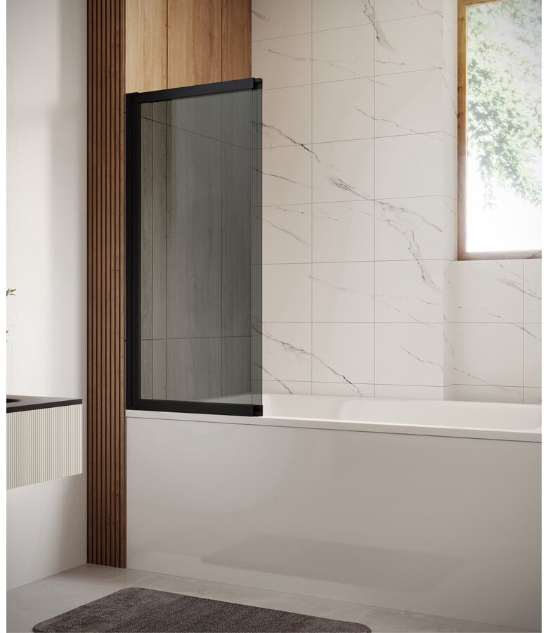 Badplaats Badwand Moka 110 X 140 Cm - Rookglas - Zwart - Nano Coating