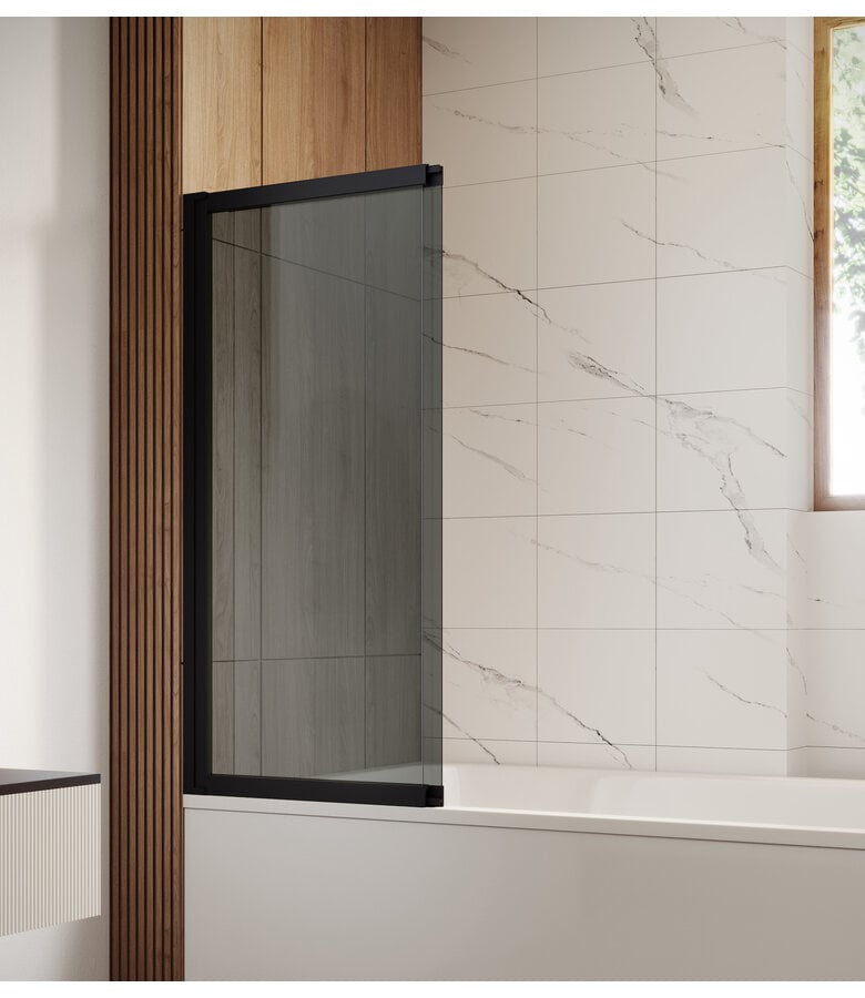 Badplaats Badwand Moka 130 X 140 Cm - Rookglas - Zwart - Nano Coating