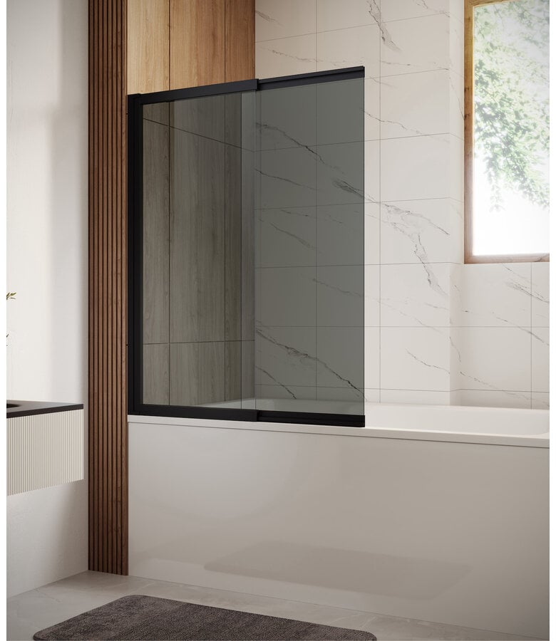 Badplaats Badwand Moka 130 X 140 Cm - Rookglas - Zwart - Nano Coating