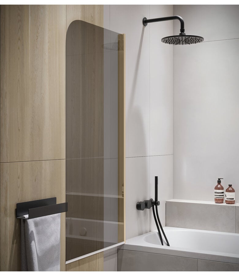 Badplaats Badwand Torino 60 X 140 Cm - Rookglas - Goud - Nano Coating