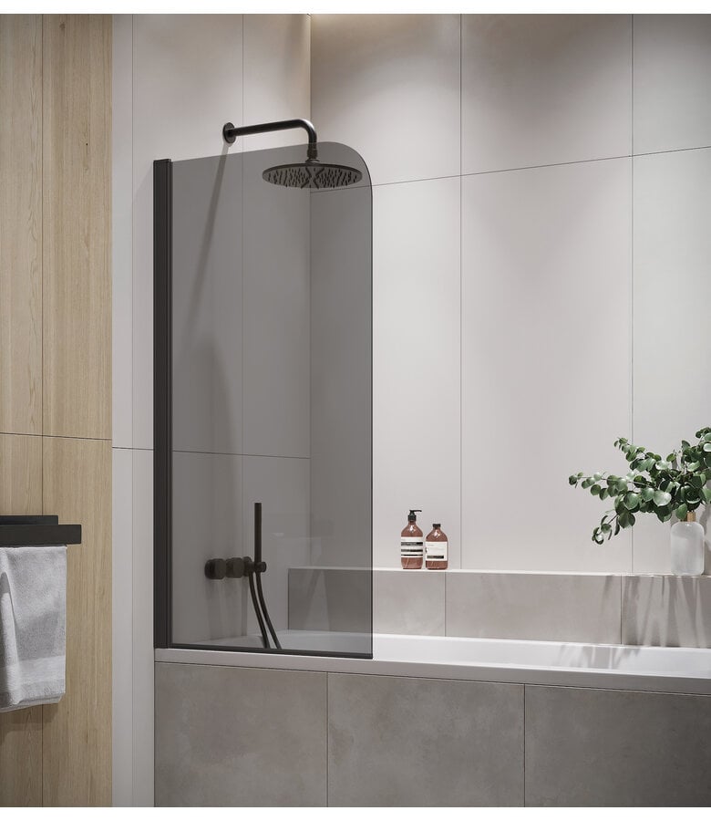 badplaats Badwand Torino 60 x 140 cm - rookglas - zwart - nano coating