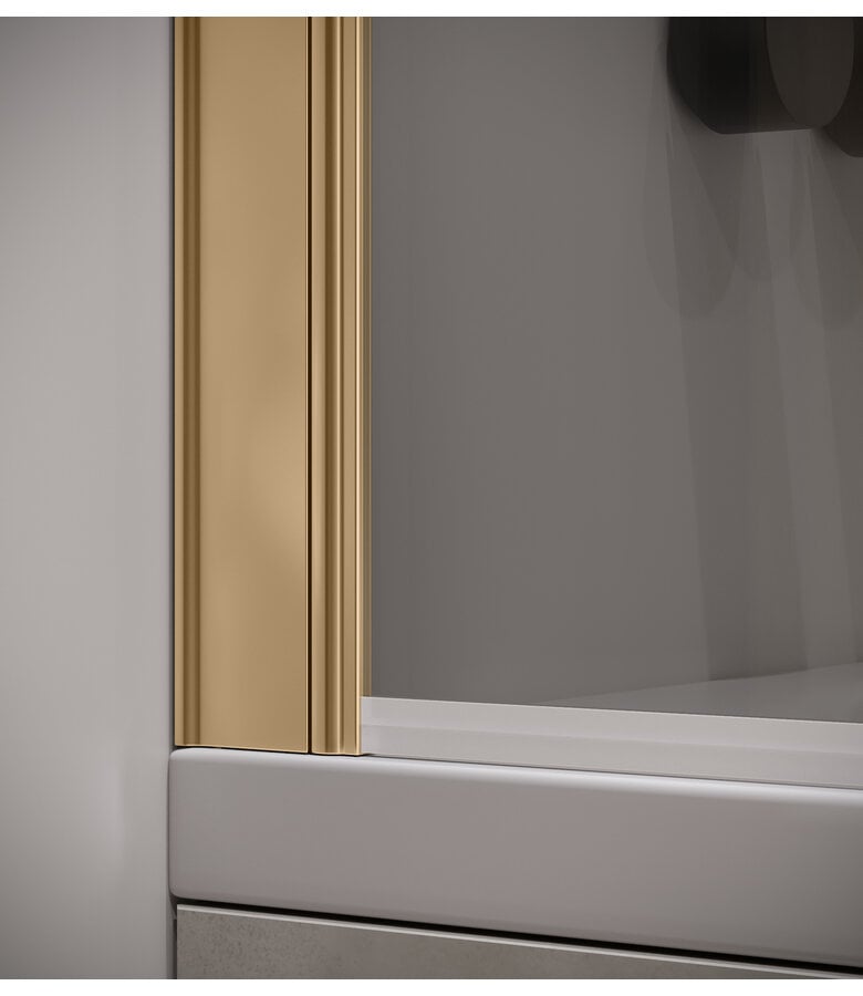 Badplaats Badwand Torino 90 X 140 Cm - Rookglas - Goud - Nano Coating