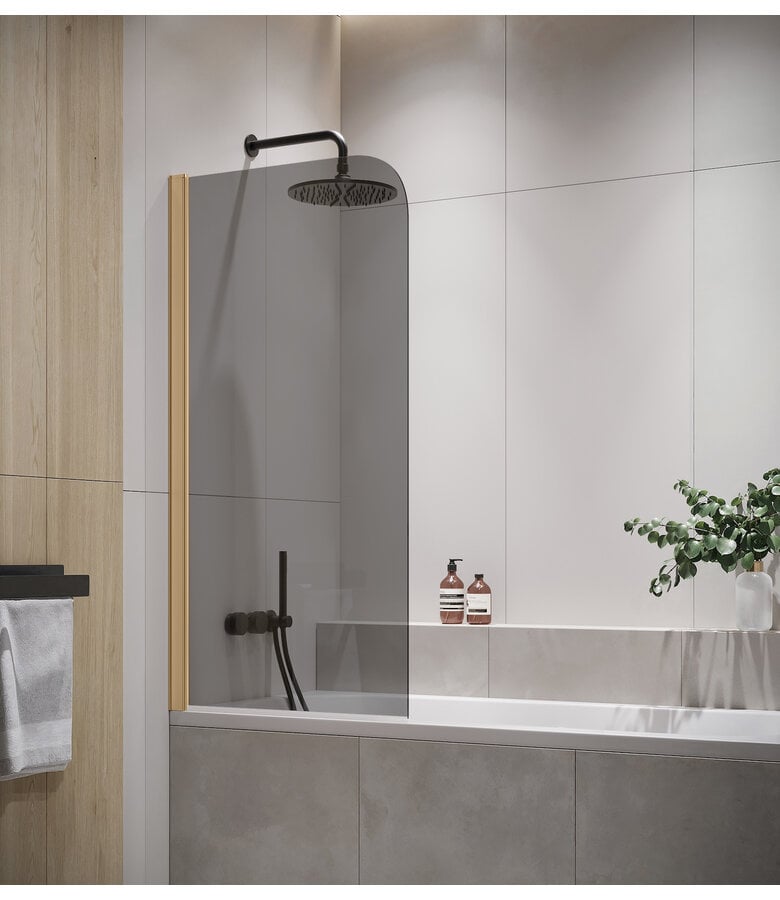 badplaats Badwand Torino 90 x 140 cm - rookglas - goud - nano coating