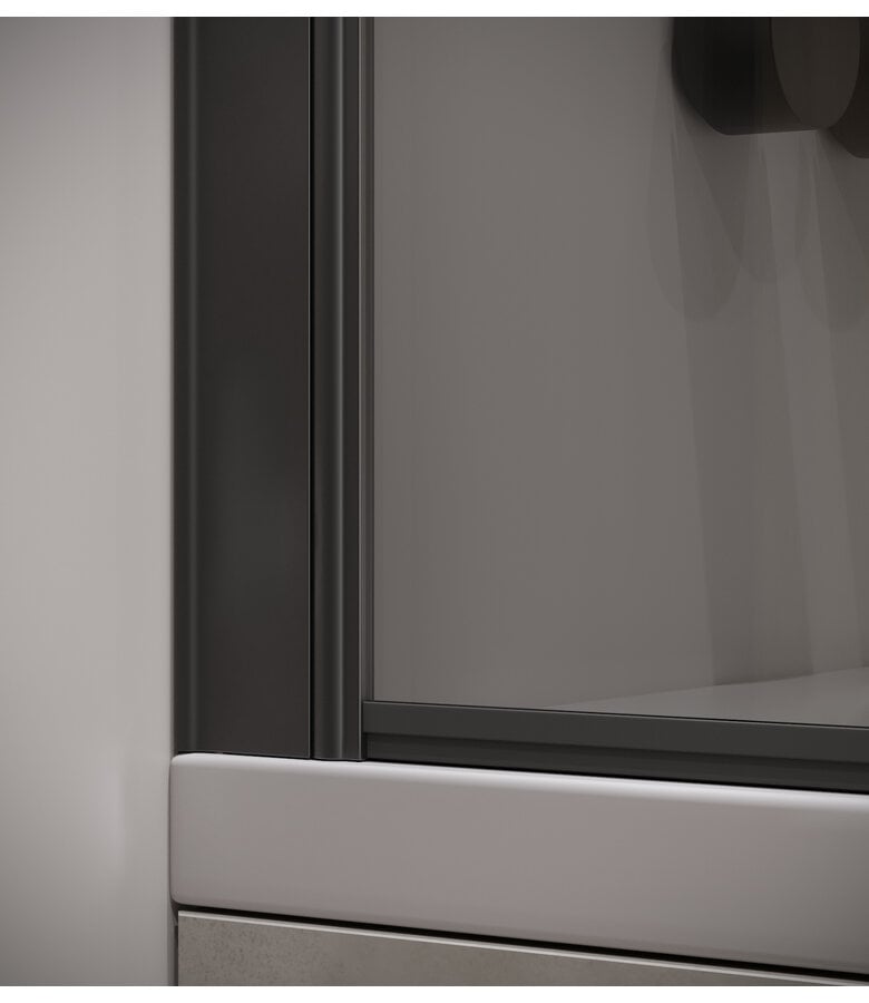 Badplaats Badwand Torino 90 X 140 Cm - Rookglas - Zwart - Nano Coating