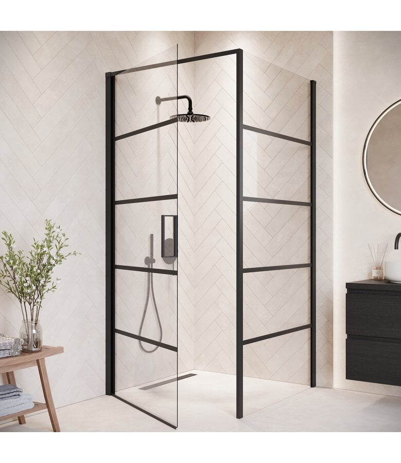 Badplaats Douchecabine Alava 80 X 80 X 190 Cm - Zwart - Met Strepen - Nano Coating