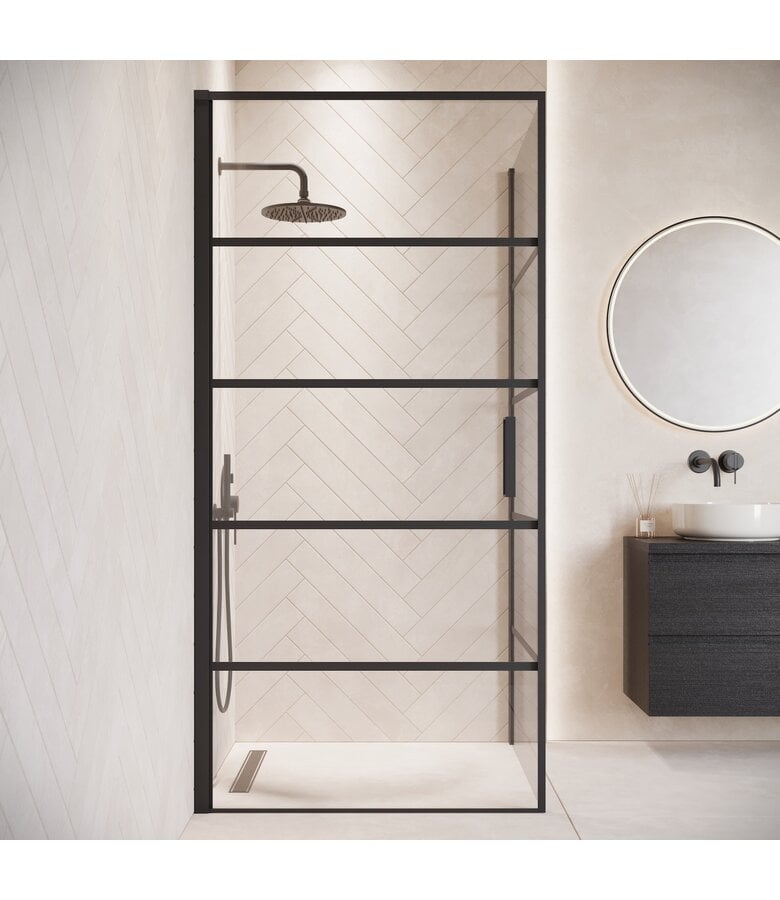 Badplaats Douchecabine Alava 80 X 80 X 190 Cm - Zwart - Met Strepen - Nano Coating