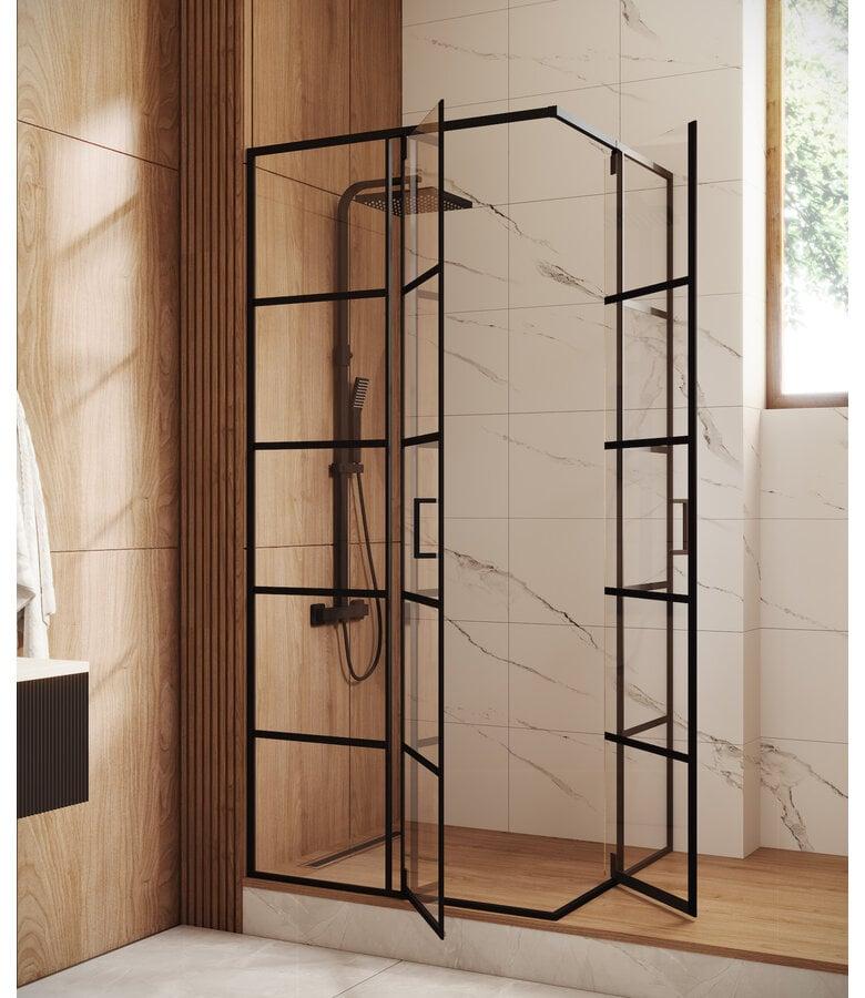 Badplaats Douchecabine Andreas 80 X 80 X 190 Cm - Zwart Met Lijnen - Nano Coating