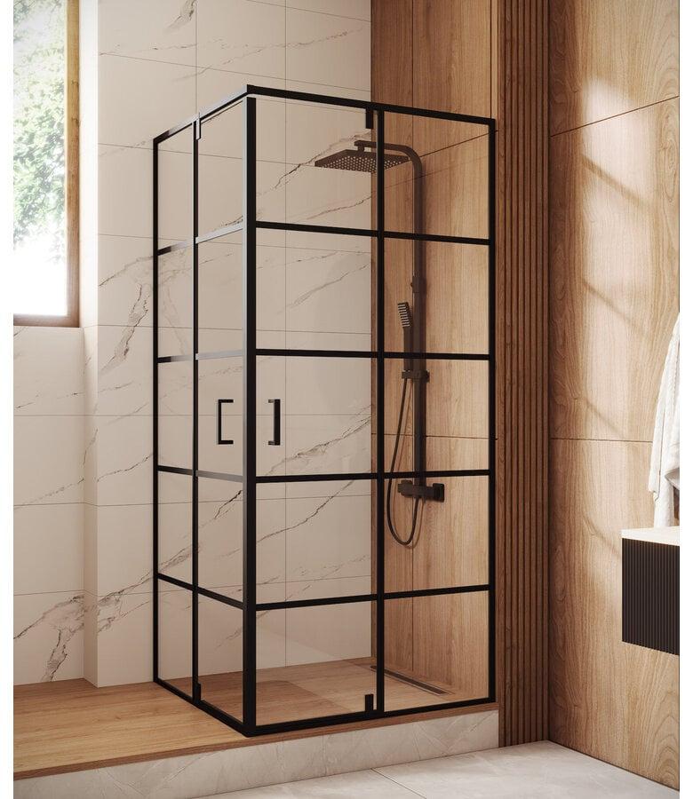 Badplaats Douchecabine Andreas 80 X 80 X 190 Cm - Zwart Met Lijnen - Nano Coating