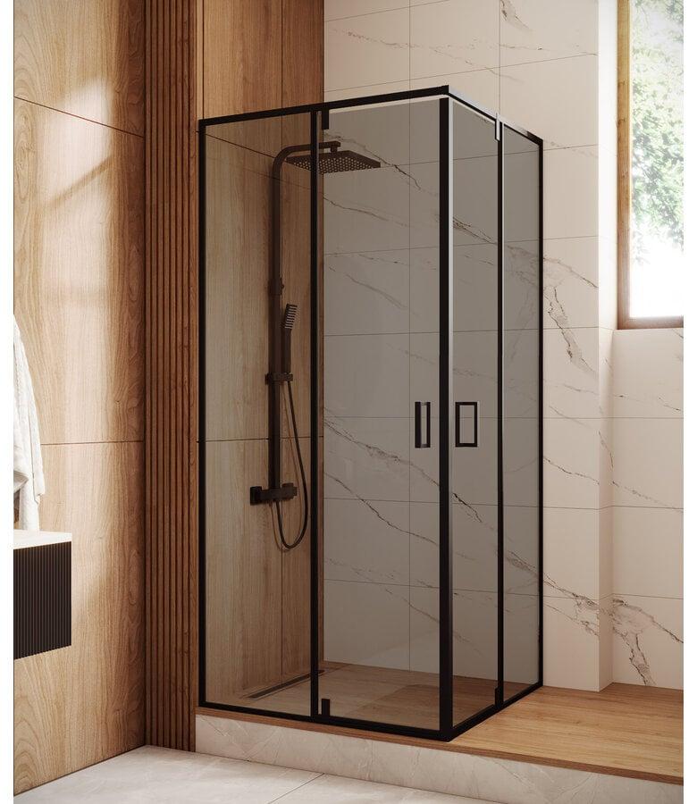 badplaats Douchecabine Andreas 90 x 90 x 190 cm - zwart met rookglas - nano coating
