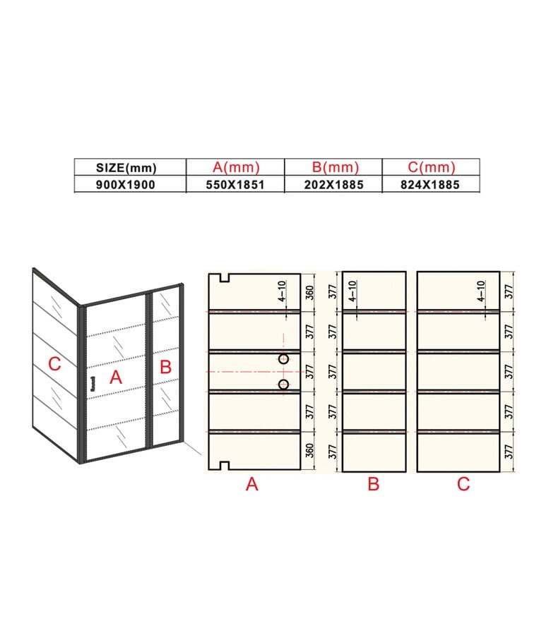 Badplaats Douchecabine Belize 90 X 90 X 190 Cm - Zwart - Nano Coating