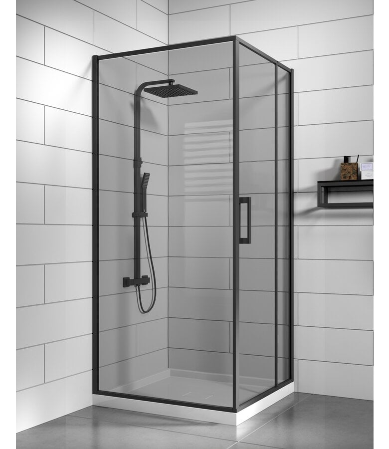 badplaats Douchecabine Belize 90 x 90 x 190 cm - zwart - rookglas - nano coating