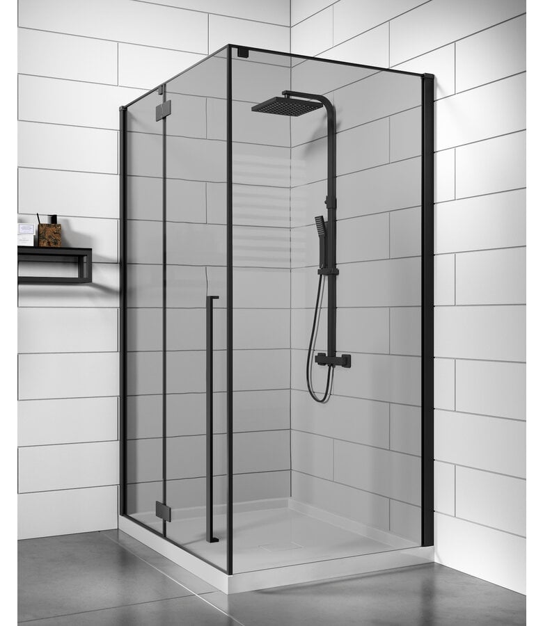 Badplaats Douchecabine Vancouver 90 X 120 X 190 Cm - Zwart - Met Rookglas - Nano Coating