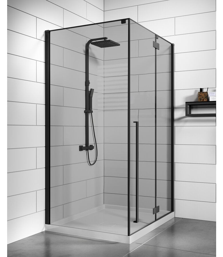 badplaats Douchecabine Vancouver 90 x 120 x 190 cm - zwart - met rookglas - nano coating